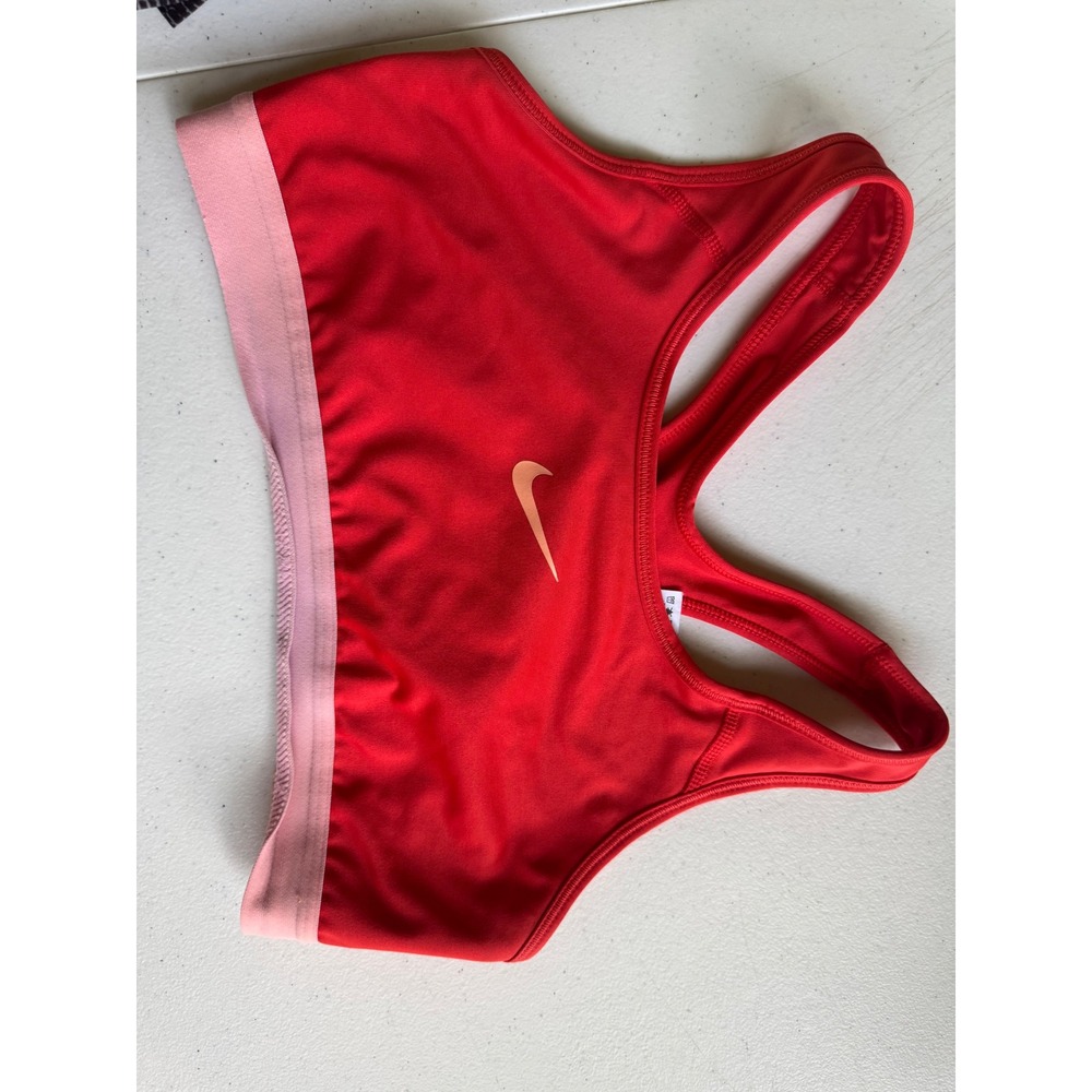 Nike Womens Swoosh Medium Support Racerback Sports Bra Red Pink Size M